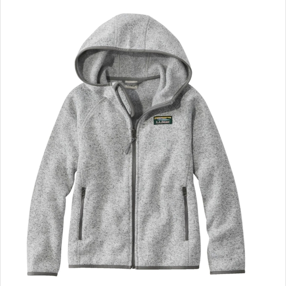 NWT Kids' L.L.Bean Sweater Fleece Hooded Large Pewter